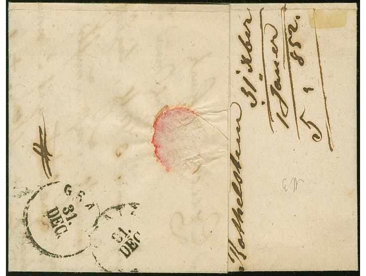 “RÖTHELSTEIN 31 DEC:”, sauber und übergehend auf 3 Kr. rot auf Handpapier, allseits breitrandig auf komplettem Faltbrief nach