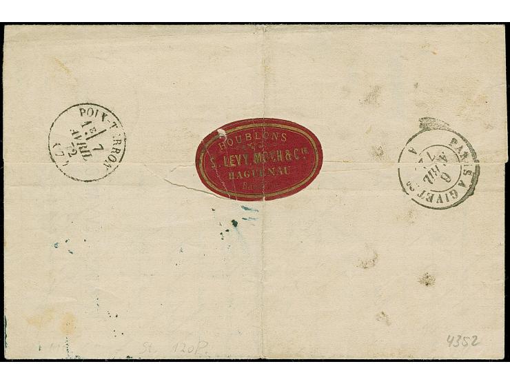 “HAGENAU I. ELSASS 5.APRIL.72” (Spalink 16) sehr klar auf kleiner Schild 2 Gr. grauultramarin mit Plattenfehler “beschädigter