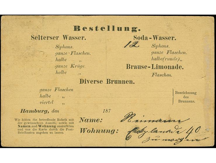 “HAMBURG I.A. 25.MAI.1874” (Spalink 17-1) recht klar auf Norddeutscher Postbezirk Stadtpost-Marke (½ Sch.) gezähnt privat ged