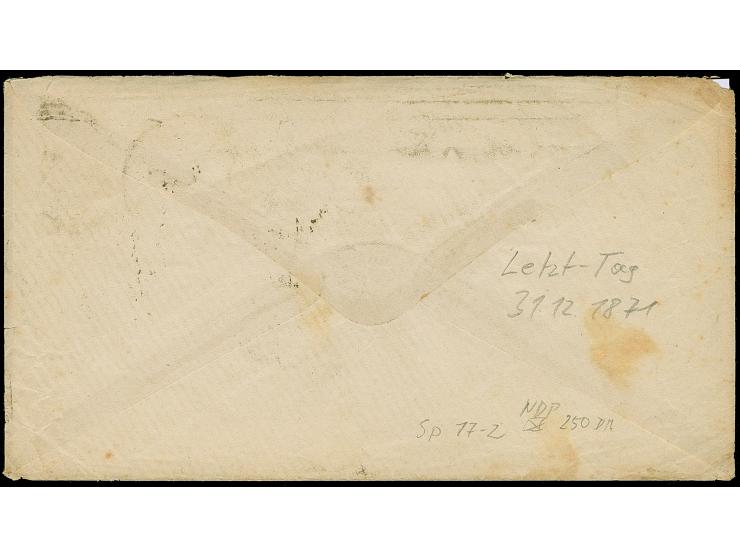 HAMBURG I.A. 31.DECBR.71" (Spalink 17-2) klar auf Norddeutscher Postbezirk 1 Gr. gezähnt auf Briefkuvert nach Hagenow. Der Um