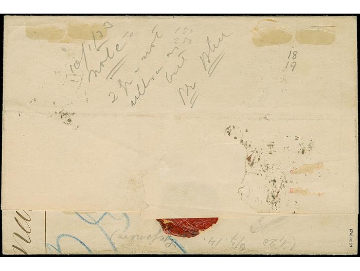 HAMBURG I.A. 6.MÄRZ.73" (Spalink 17-2) klar auf großer Schild 2 Gr. grauultramarin und 2½ Gr. rötlichbraun als tarifgerechte 