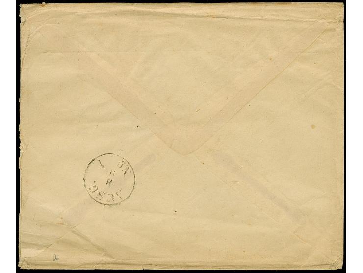 “HERFORD 6.OCTBR.75” (Spalink 18) mehrfach klar auf großer Schild 1 Gr. karmin und zwei Einzelwerte 5 Pfge violett als tarifg