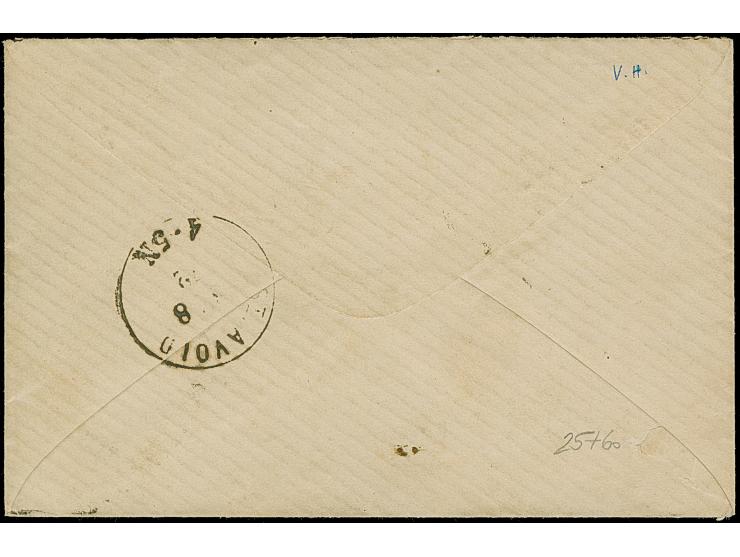 “METZ 8.AUG.72” (Spalink 25-1) klar auf großer Schild 1 Gr. karmin auf Brief nach St. Avoid mit Ankunftsstempel. Die farbfris