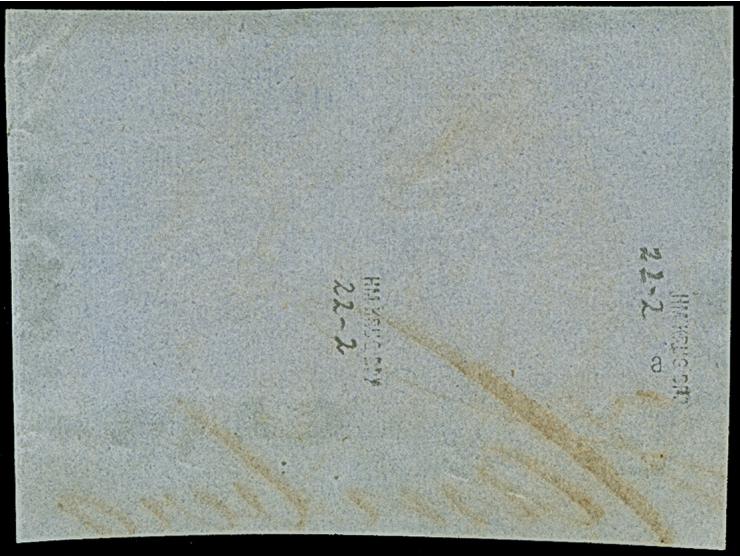 “LÜBECK 5.6.73” (Spalink 22-2) zweimal klar auf großer Schild 2½ Gr. mittelrötlichbraun und ½ Gr. orange auf Briefstück. Die 