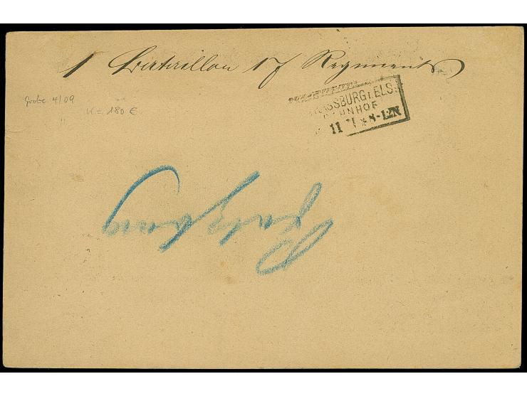 “MÜHLHAUSEN i. ELS 16.NOVBR.71” (Spalink 26-1) sehr klar auf amtlicher Feldpost-Correspondenzkarte als portofreie Militaria-P