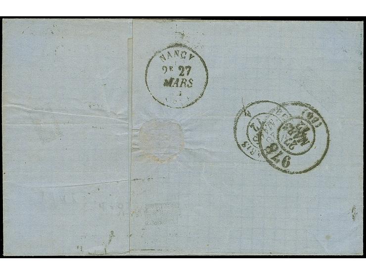 “MÜHLHAUSEN i. ELS. 26.MÄRZ.72” (Spalink 26-2) zweimal klar auf zwei Einzelmarken kleiner Schild 1 Gr. rötlichkarmin auf Falt