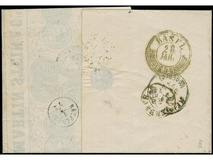 MÜHLHAUSEN i. ELS. 28.1.72" (Spalink 26-2) mehrfach etwas undeutlich auf drei Einzelmarken kleiner Schild ⅓ Gr. dunkelsmaragd