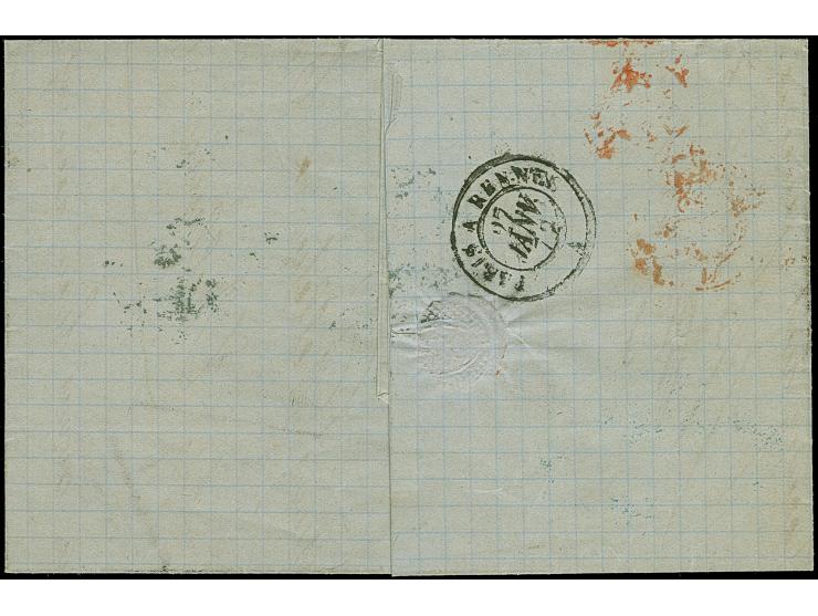 “MÜHLHAUSEN i. ELS. 26.JAN.72” (Spalink 26-3) recht klar auf kleiner Schild 2 Gr. grauultramarin auf komplettem Faltbrief mit