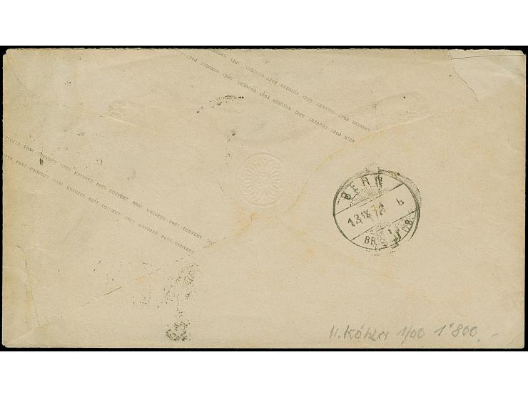 “MÜHLHAUSEN i. ELS. 13. SEPTBR.73” (Spalink 26-4) mehrfach recht klar auf Ganzsachen-Umschlag kleiner Schild 3 Kr. mit tarifg