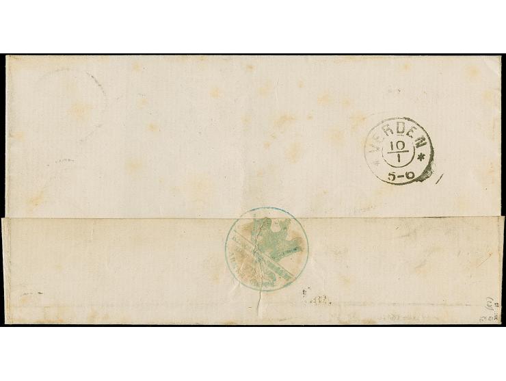 “MÜNSTER i. W. 9.JAN.72” (Spalink 28) sehr klar auf kleiner Schild 1 Gr. karmin auf Faltbriefhülle nach Verden mit Ankunftsst