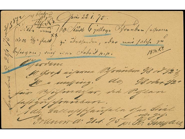 “POLLNOW 21.JAN.75” (Spalnik 31) sehr klar mit nach unten versetzter Uhrzeitengruppe auf Ganzsachenkarte ½ Gr. nach Stettin i