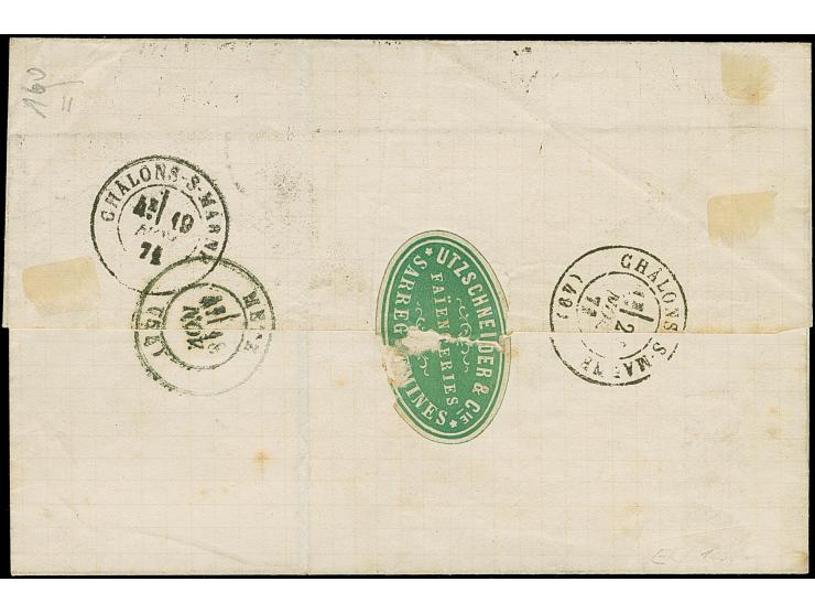 “SAARGEMÜND 18.NOVBR.71 (Spalink 32) klar auf Elsass-Lothringen 20 C. mit Netzwerk Spitzen nach oben auf Faltbriefhülle mit f