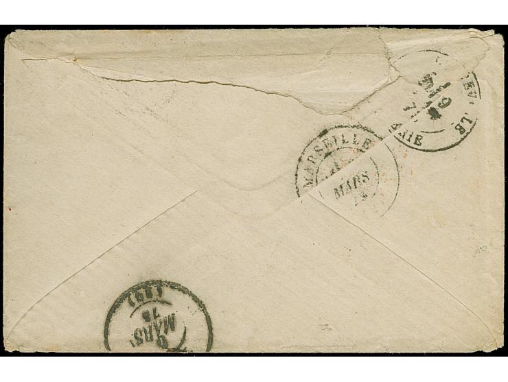 “STRASSBURG i. ELS. 4.MÄRZ.73” (Spalink 36-1) zweimal klar auf großer Schild 1 Gr. karmin und 2 Gr. grauultramarin auf Briefk