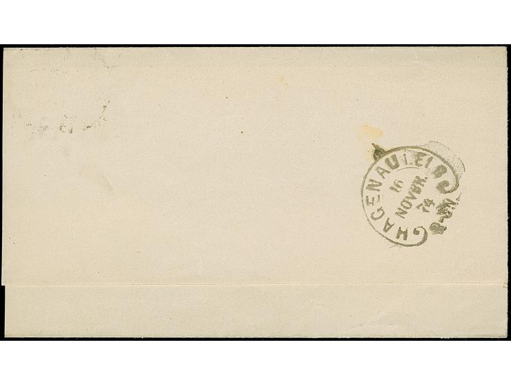 “STRASSBURG i. ELS. 16.NOVBR.74” (Spalink 17-1N) sehr klar auf großer Schild ⅓ Gr. gelblichgrün als tarifgerechte Einzelfrank