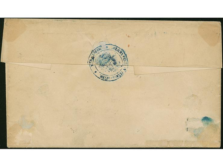 “STRASSBURG i. ELS. BHF. 22.APRIL.74” (Spalink 36-2N) mehrfach recht klar auf zwei Einzelmarken 2 Gr. grauultramarin, die unt