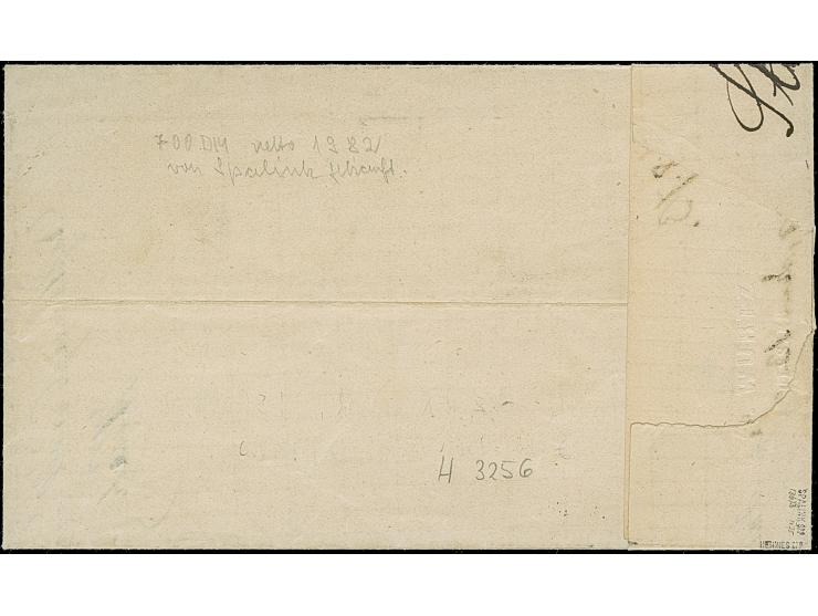 “STRASSBURG i. ELS” (Spalink 36-3) zweimal klar auf senkrechtem Paar kleiner Schild ½ Gr. orange auf komplettem Faltbrief nac