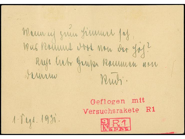 Österreich: 1931, Schmiedl Rakete R1 vom 9.9., eingeschriebene Ganzsachenkarte 10 Groschen mit 30 Gr. mit Stempel "SEMRIACH 9