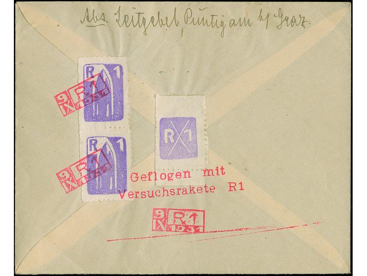 Österreich: 1931, Schmiedl Rakete R1 vom 9.9., R-Brief mit 20 Gr. und 30 Gr. mit Stempel "SEMRIACH 9.IX.31" und Raketenpost-V