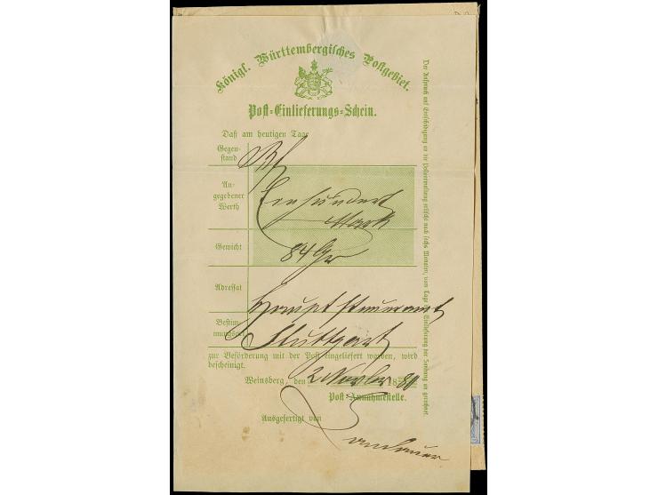 “STUTTGART K.W. POSTAMT I 20.OCTBR.80” (Spalink 37-1) mehrfach klar auf 5 Pfg. hellrotviolett und 20 Pfg. hellgrautürkis als 