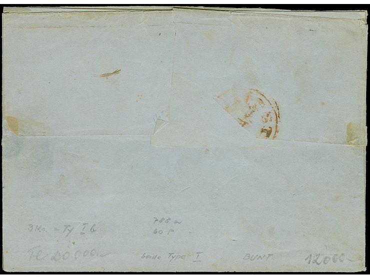 1858, Kaiser Franz Josef 1 Kr. gelb und 3 Kr. schwarz, Type I, als patriotische Frankatur und sauber entwertet durch Stempel 