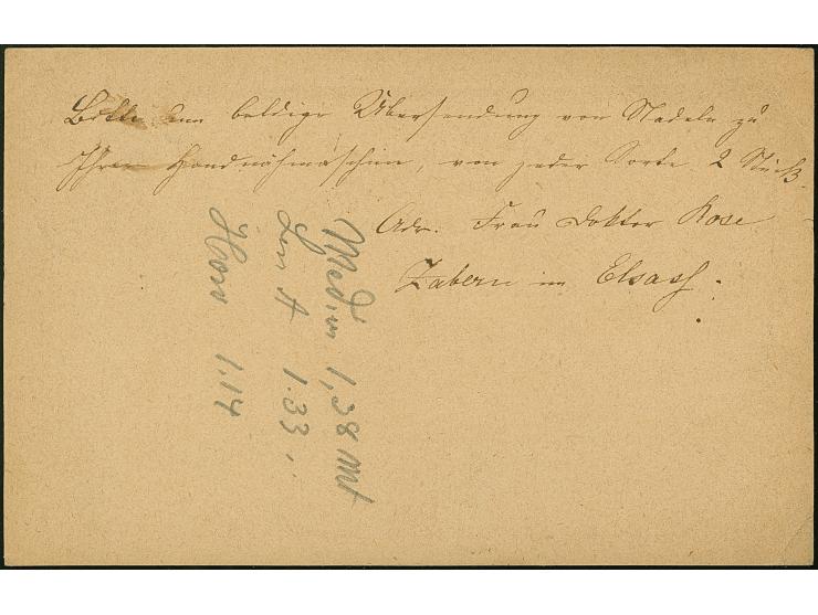 “ZABERN i. ELS. 2,JAN.1875” (Spalink 41) klar auf Ganzsachenkarte ½ Gr. nach Hildesheim. Die Karte mit kleinen Randspuren, in