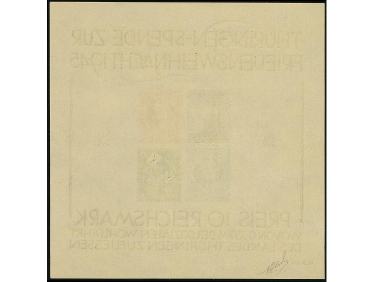 1945, Weihnachts-Block auf weißem Kartonpapier ohne Durchstich (Blocktype I), sogen. Sonderdruck, postfrisch, links eine unau