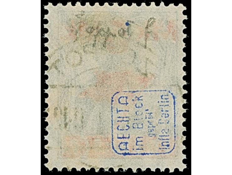 5 M. auf 2 Pfg. ohne Netzuntdruck, mit zeitgerechter Entwertung “ZOPPOT (*f*) 9.8.21”, in einwandfreier Erhaltung, signiert S