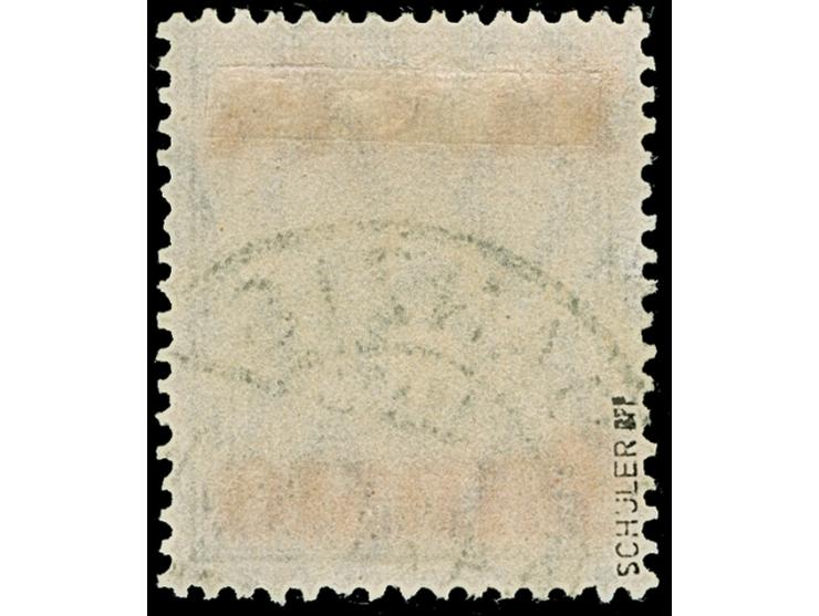 1¼ M. auf 3 Pfg. mit doppeltem Netzunterdruck, Spitzen nach unten, mit zeitgerechter Entwertung “DANZIG (*5e) 15.4.21”, in ei