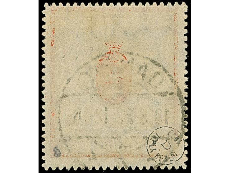 Großes Staatswappen 50 M. rot/gold mit Wasserzeichen 2X, mit zeitgerechter Entwertung “DANZIG *4* 19.8.22” und sehr gutem Dur