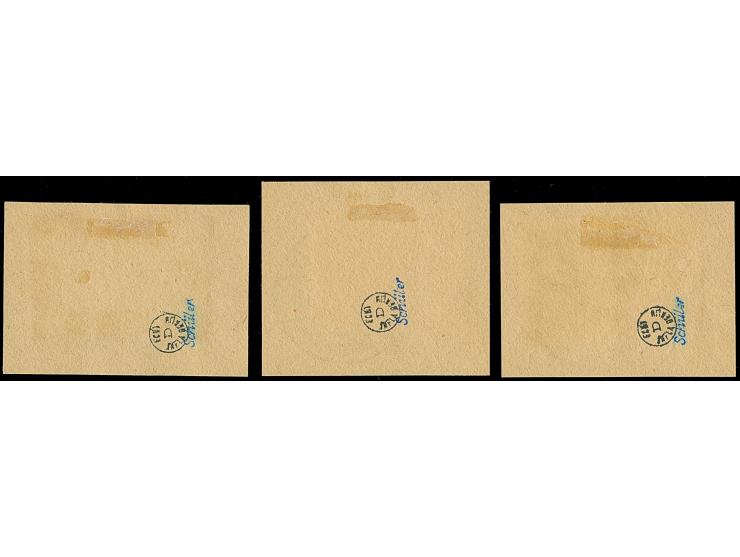 1920, großer Innendienst 60 Pfg. mit linken Bogenrand, 1 M. und 2 M. jeweils mit sehr klarer, zeitgerechter Entwertung “SOBBO