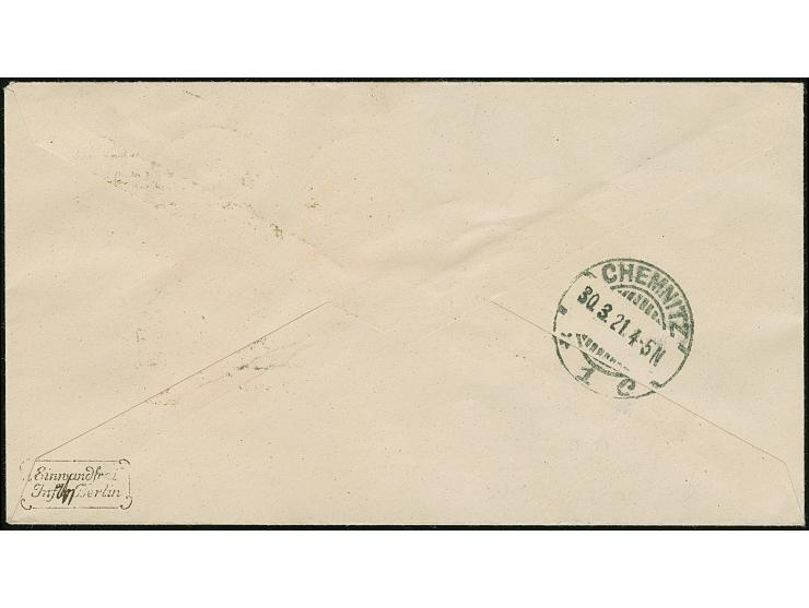 1920, “Kleiner Innendienst” 30 Pfg. im senkrechten Paar und Einzelmarke jeweils mit Stempel “ZOPPOT *f* 26.3.21” als tarifger