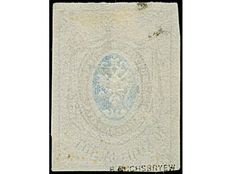10 kopeck brown &amp; blue, clear to mostly wide margins, cancelled by manuscript „21/3“ and unclearpostmark. Fine, signed Bu