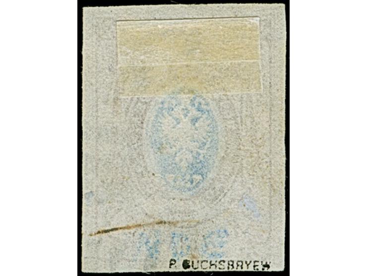 10 kopeck brown &amp; blue, even large margins, lightly cancelled, very fine, signed Buchsbayew.&nbsp;