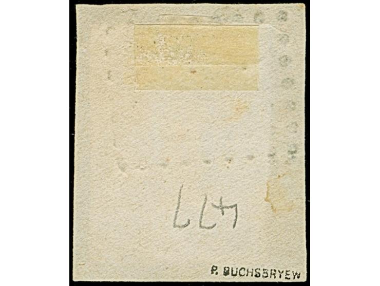 TEMNIKOV: 10 kopeck brown &amp; blue, large margins used by upright clear strike of dotted rectangular “477”. Very fine. Sign