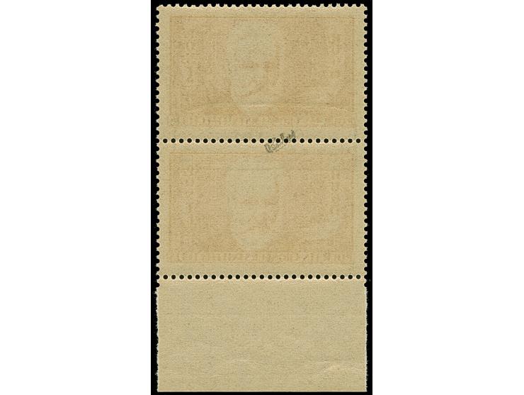 1940, Victor Huge 50C. im senkrechten Unterrandpaar mit gemeinsamem waagerechten Aufdruck, postfrisch, tadellos, sehr selten,