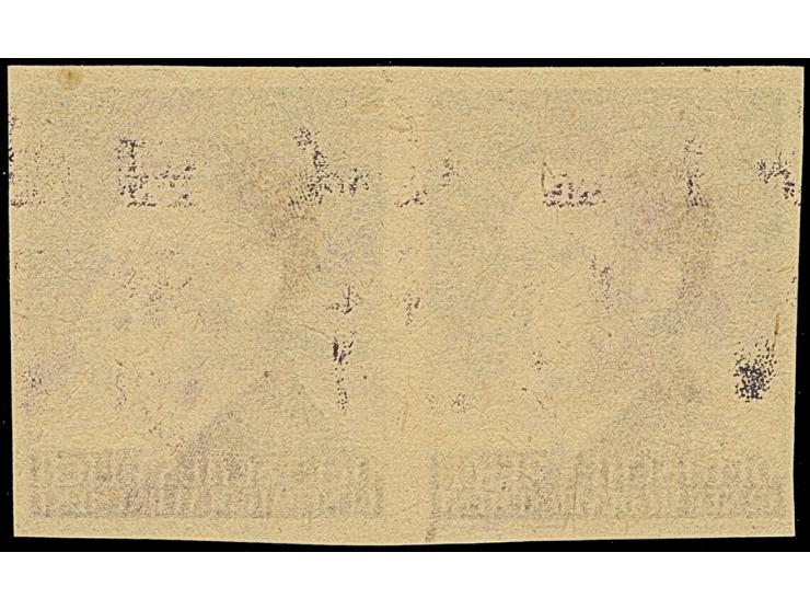 1943, Hitler 12 Zl., ungezähnter Probedruck auf ungummiertem, gelblichen Papier, waagerechtes Paar, tadellos, der rechte Wert