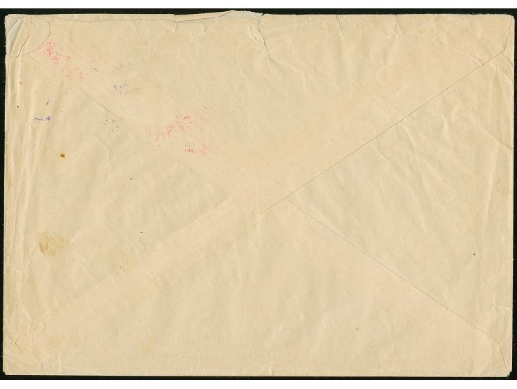 1941, Arbeiter 30 K. blau mit rotem Aufdruck "PLESKAU" von links unten nach rechts oben, waagerechtes Paar, sauber mit Stempe