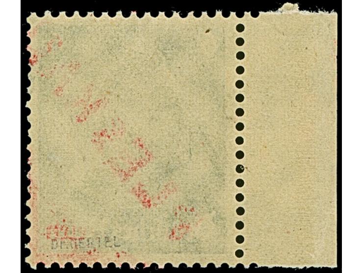 1941, Hindenburg 6 Pfg. mit rotem, diagonalen Aufdruck “PLESKAU”, linkes Seitenrandstück, postfrisch, tadellos, der Aufdruck 