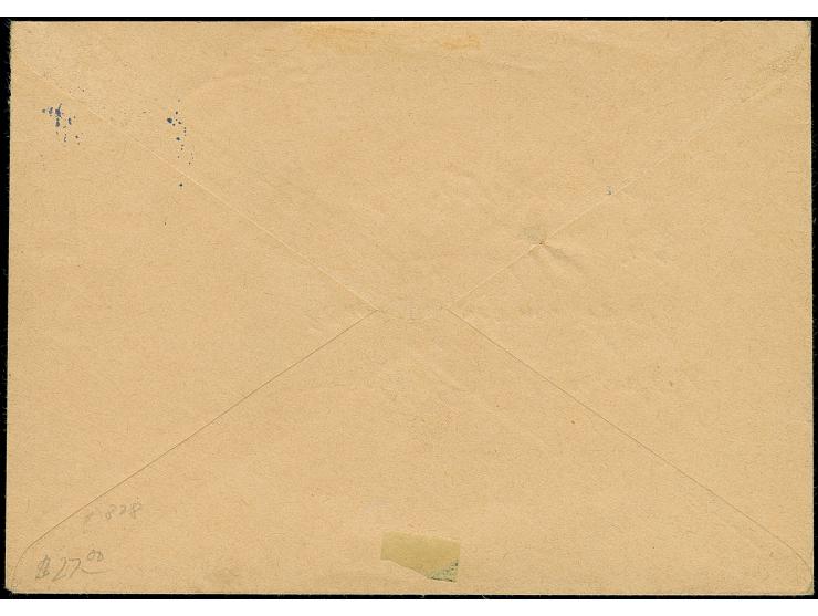 1941, 23 Jahre Rote Armee 30 K. mit rotem Handstempelaufdruck “PLESKAU”, sauber mit blauem Stempel “PSKOV -9 8 41” auf Briefk