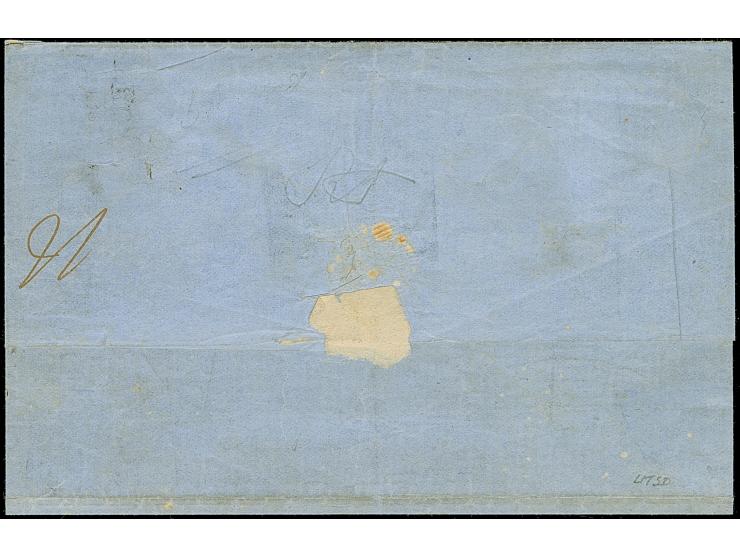 MARIUPOL (Ukraine): 10 kopeck brown &amp; blue, large margins, tied by pre-philatelic double line "MARIUPOL 9 APRIL 1858" to 