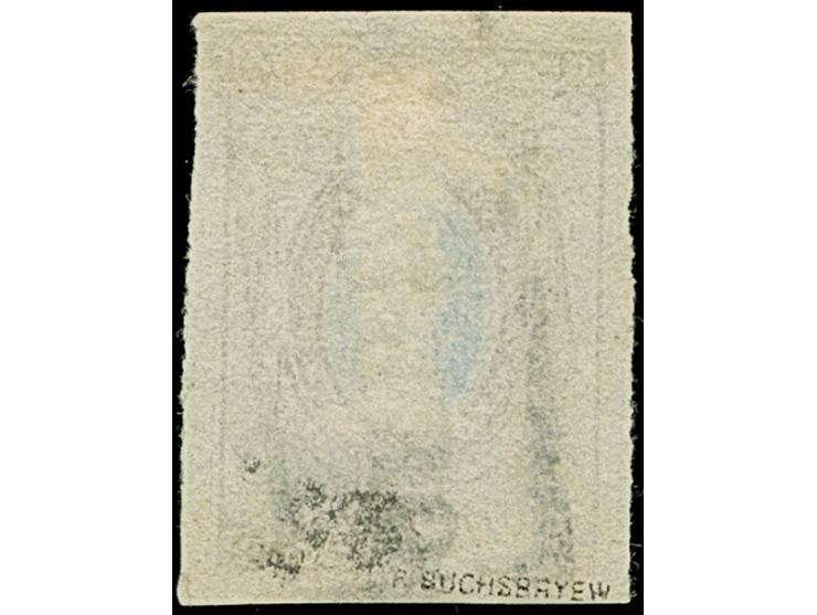 OLGOPOL (Ukraine): 10 kopeck brown &amp; blue, large even margins, cancelled by complete and quite clear strike of pre-philat