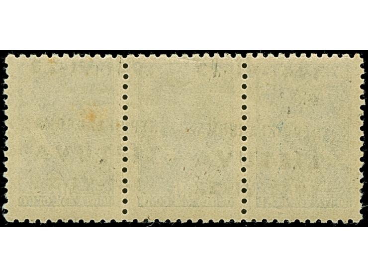 1941, 30 K. im waagerechten Dreierstreifen mit waagerechtem statt senkrecht verlaufendem Aufdruck, dieser etwas verschobene d