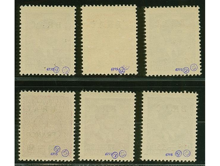 1944, Insel-Nothilfe 2-50 K., postfrisch, 16+16 K. kleiner Eckbug, sonst tadellos, teils sign. sowie Fotoattest Brunel (2025)