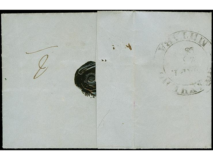 TALSEN (LATVIA): 10 kopeck brown &amp; blue, clear to large &nbsp;margins, tied by pen cross to small entire letter (dated in