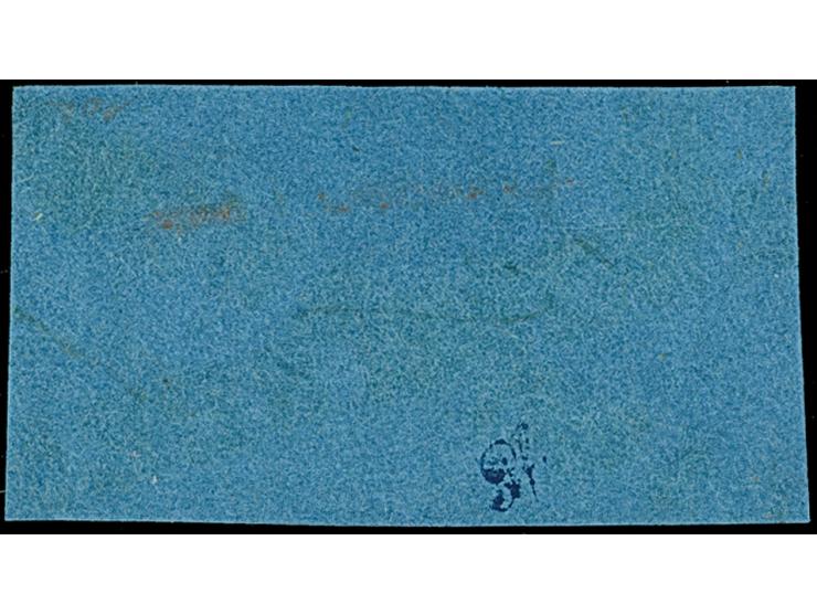 1/30 Th. auf blau in Type I und Type III als waagerechtes Paar mit blauem L1 “LANGWARDEN”. Das farbfrische Paar ist allseits 