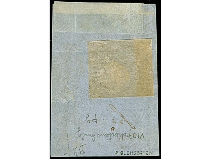 WOLMAR (Valmiera, Latvia): 10 kopeck brown &amp; blue, good to large margins, neatly tied by large part of boxed "WOLMAR OTPR