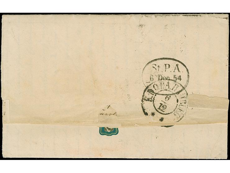 1/30 Th. auf blau, Type III und 1/10 Th. auf gelb, mit blauem L1 “FRANCO" auf komplettem Faltbrief mit blauem Rahmenstempel “