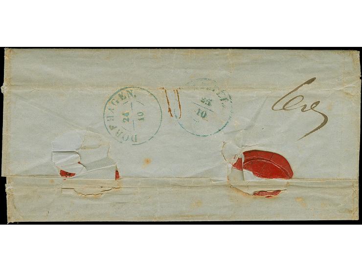 1/15 Th. auf rosa, Type I und 1/10 Th. hellgelb mit blauem Rahmenstempel “VAREL 22.10.(55)” auf komplettem R-Faltbrief der 3.