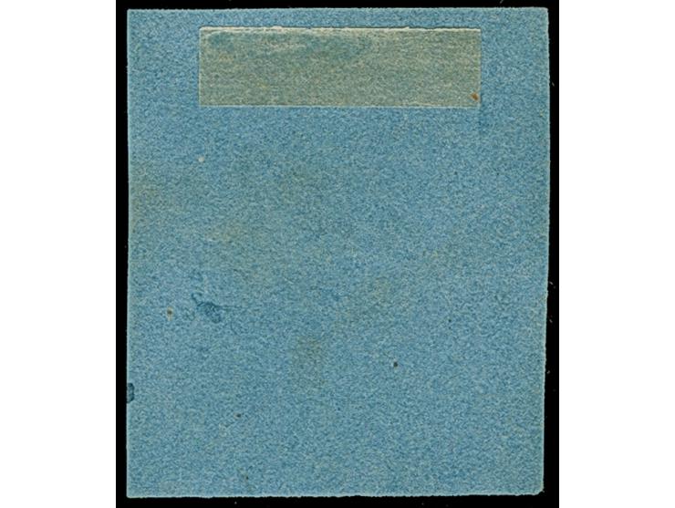 1 Gr. lebhaftgraublau aus der rechten unteren Bogenecke mit 5-6 mm Bogenrand, sauber mit blauem L1 “BERNE”. Die farbfrische M