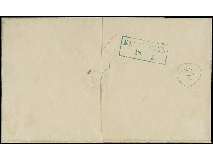 “ABBEHAUSEN 18.V.” blauer Rahmenstempel klar auf allseits breit- bis überrandig geschnittener 1 Gr. lebhaftgraublau auf Faltb